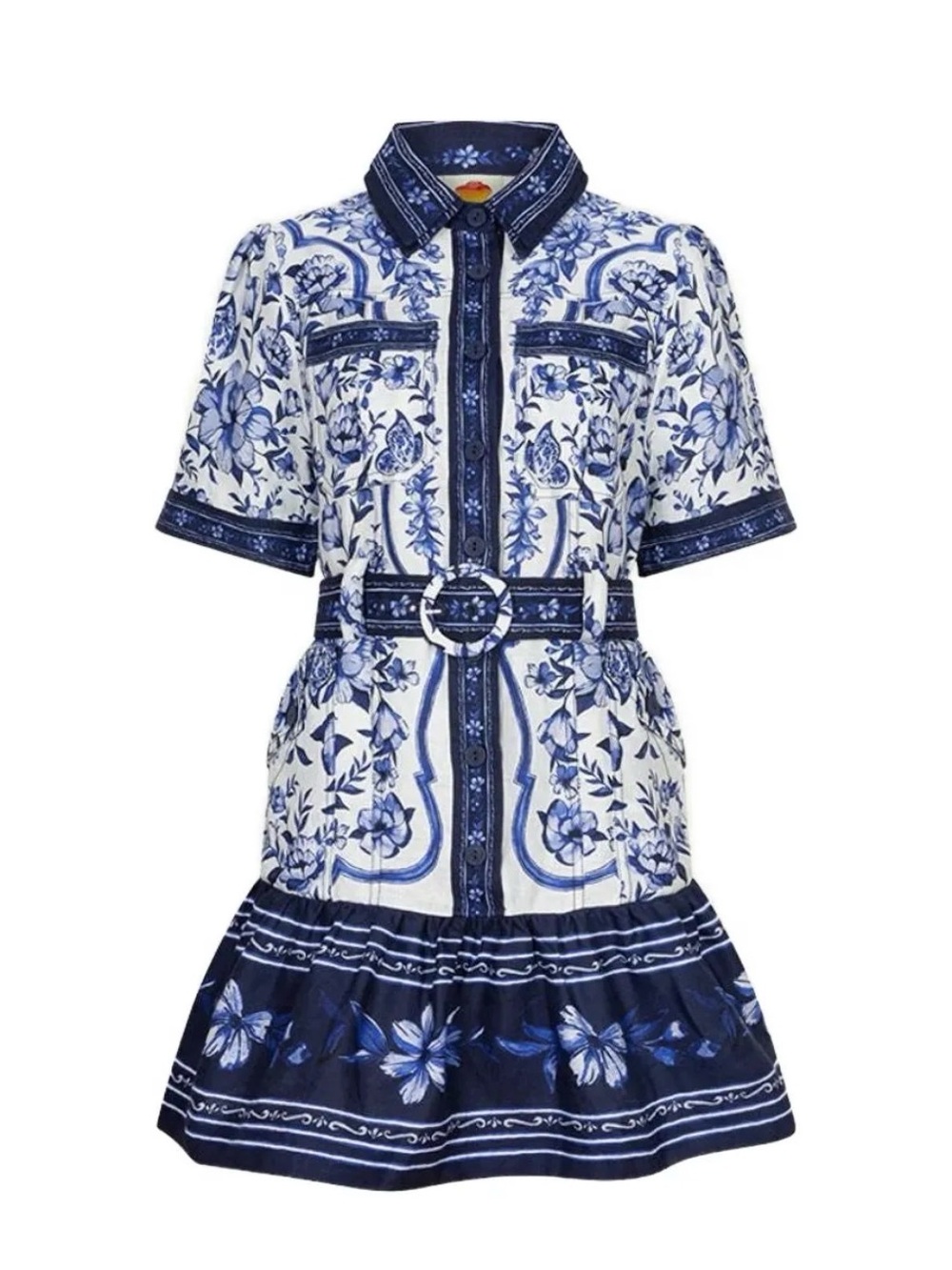 FARM Rio Blue and White Floral Mini Dress